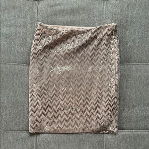 Sequin Embellished Tan Skirt